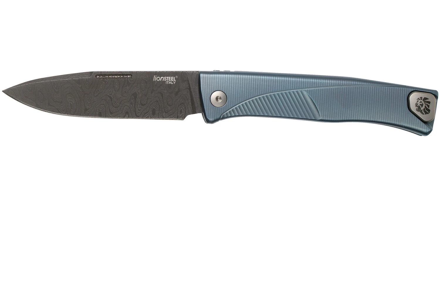 LionSteel Thrill TL-D-BL Damascus, Blue Titanium Integral Slipjoint Couteau De Poche 3 LionSteel Thrill TL-D-BL Damascus, Blue Titanium Integral Slipjoint Couteau De Poche