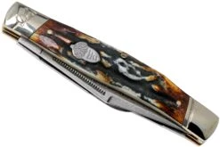 Rough Ryder Stockman Cinnamon Stag RR2160 Damascus Slipjoint Couteau De Poche -Magasin De Couteaux RY2160 04 rough ryder